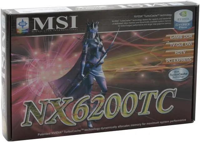 Alt view image 5 of 5 - MSI GeForce 6200TC Supporting 256MB* (64MB Memory On-Board) DDR PCI Express x16 Graphics Card NX6200TC-TD64ES
