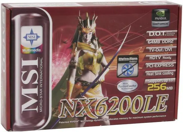 Alt view image 6 of 6 - MSI GeForce 6200LE 256MB(64MB on Board) GDDR2 PCI Express x16 Graphics Card NX6200LE-TD64E