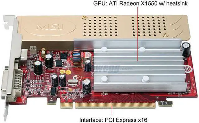 Alt view image 3 of 4 - MSI Radeon X1550 Support up to 512MB (128MB onboard) GDDR2 PCI Express x16 Graphics Card RX1550-TD128EH