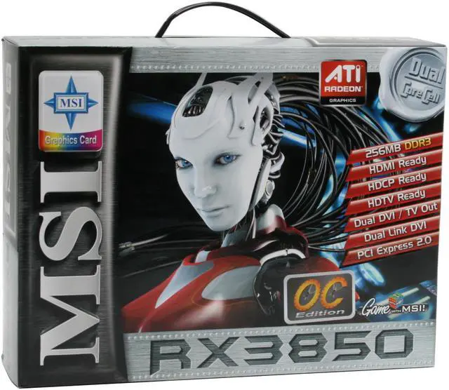 Alt view image 7 of 7 - MSI Radeon HD 3850 256MB GDDR3 PCI Express 2.0 x16 CrossFireX Support Graphics Card RX3850-T2D256E OC