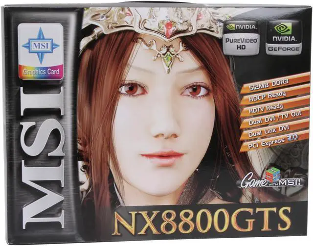 Alt view image 8 of 8 - MSI GeForce 8800GTS (G92) 512MB GDDR3 PCI Express 2.0 x16 SLI Support Graphics Card NX8800GTS-T2D512E