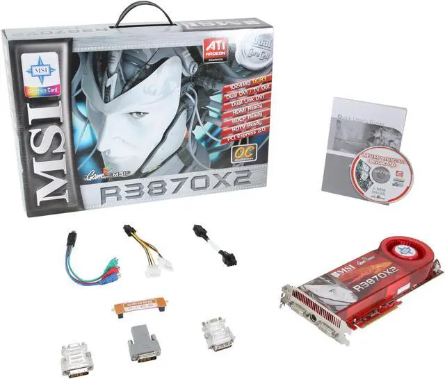 Alt view image 6 of 6 - MSI Radeon HD 3870 X2 1GB GDDR3 PCI Express 2.0 x16 CrossFireX Support Graphics Card RX3870X2-T2D1G OC