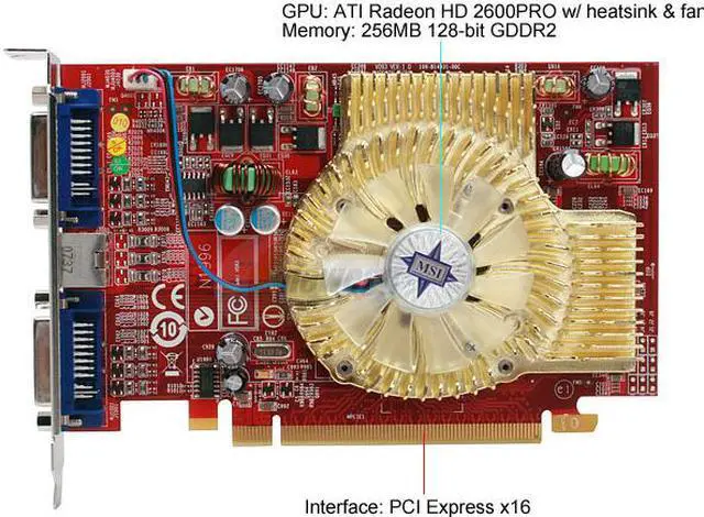 Alt view image 3 of 6 - MSI Radeon HD 2600PRO 256MB GDDR2 PCI Express x16 Graphics Card RX2600Pro-T2D256E