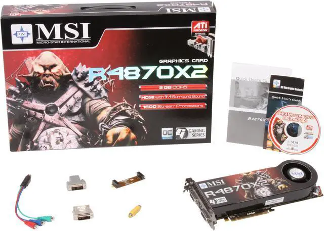 Alt view image 6 of 6 - MSI Radeon HD 4870 X2 2GB GDDR5 PCI Express 2.0 x16 CrossFireX Support Graphics Card R4870X2-T2D2G-OC