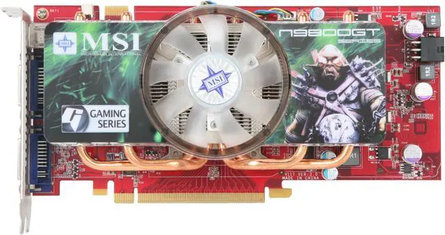 Alt view image 3 of 6 - MSI GeForce 9800 GT 1GB GDDR3 PCI Express 2.0 x16 SLI Support Graphics Card N9800GT-T2D1G-OC