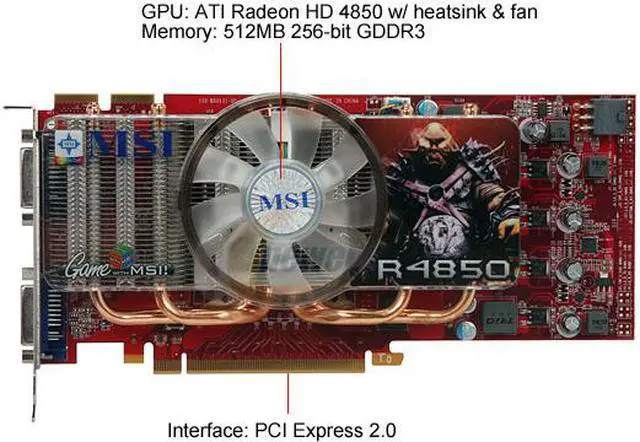 Alt view image 3 of 6 - MSI Radeon HD 4850 512MB GDDR3 PCI Express 2.0 x16 CrossFireX Support Graphics Card R4850-512M OC