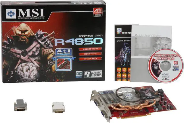 Alt view image 6 of 6 - MSI Radeon HD 4850 512MB GDDR3 PCI Express 2.0 x16 CrossFireX Support Graphics Card R4850-512M OC