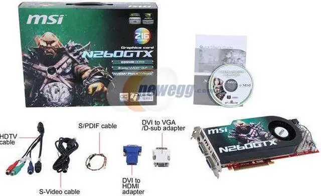 Alt view image 6 of 6 - MSI GeForce GTX 260 896MB DDR3 PCI Express 2.0 x16 SLI Support Graphics Card N260GTX-T2D896-OCv4