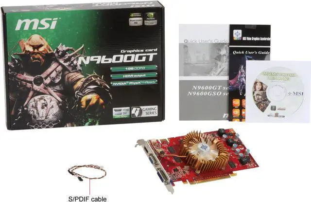 Alt view image 5 of 5 - MSI GeForce 9600 GT 1GB GDDR3 PCI Express 2.0 x16 SLI Support Graphics Card N9600GT-MD1G