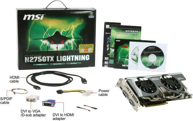 Alt view image 5 of 5 - MSI GeForce GTX 275 1792MB GDDR3 PCI Express 2.0 x16 SLI Support Graphics Card N275GTX Lightning