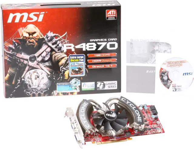 Alt view image 6 of 6 - MSI Radeon HD 4870 1GB GDDR5 PCI Express 2.0 x16 CrossFireX Support Graphics Card R4870 Cyclone 1G