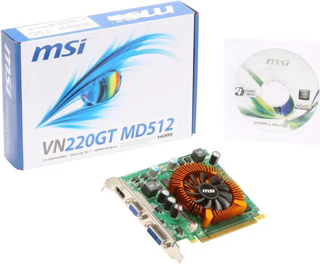 Alt view image 5 of 5 - MSI GeForce GT 220 512MB DDR2 PCI Express 2.0 x16 Graphics Card VN220GT-MD512