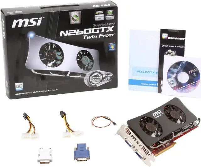 Alt view image 6 of 6 - MSI GeForce GTX 260 896MB GDDR3 PCI Express 2.0 x16 SLI Support Graphics Card N260GTX Twin Frozr OC