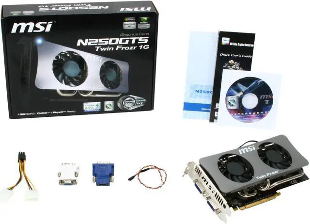 Alt view image 10 of 10 - MSI GeForce GTS 250 1GB GDDR3 PCI Express 2.0 x16 SLI Support Graphics Card N250GTS Twin Frozr 1G
