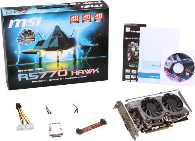 Alt view image 6 of 6 - MSI Radeon HD 5770 1GB GDDR5 PCI Express 2.1 x16 CrossFireX Support Graphics Card R5770 Hawk