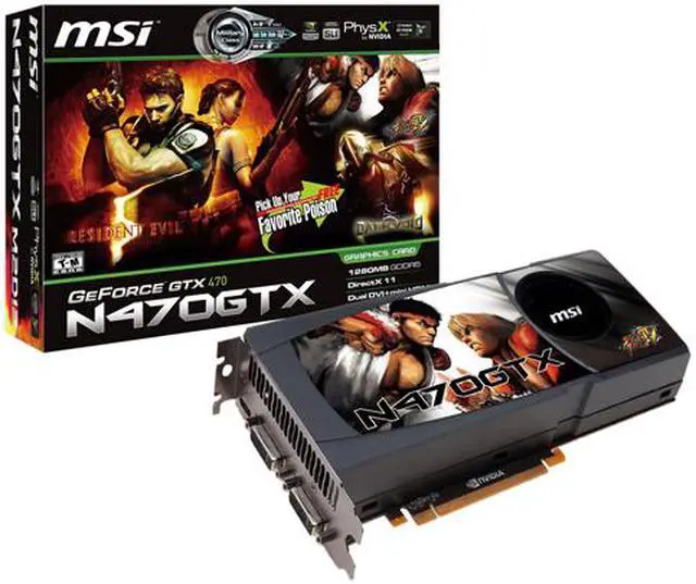 Alt view image 4 of 4 - MSI GeForce GTX 470 (Fermi) 1280MB GDDR5 PCI Express 2.0 x16 SLI Support Graphics Card N470GTX-M2D12-B
