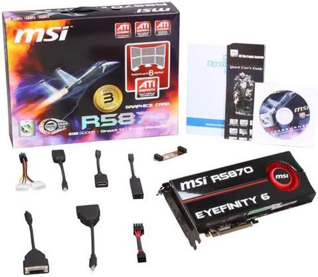 Alt view image 6 of 6 - MSI Radeon HD 5870 2GB GDDR5 PCI Express 2.1 x16 CrossFireX Support Graphics Card R5870 Eyefinity 6