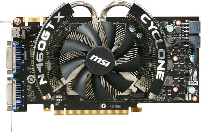 Alt view image 3 of 6 - MSI GeForce GTX 460 (Fermi) 768MB GDDR5 PCI Express 2.0 x16 SLI Support Graphics Card N460GTX Cyclone 768D5/OC