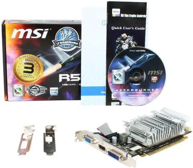 Alt view image 5 of 5 - MSI Radeon HD 5450 1GB DDR2 PCI Express 2.1 x16 Low Profile Graphics Card R5450-MD1GH/D2