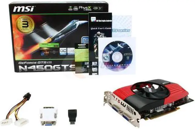 Alt view image 6 of 6 - MSI GeForce GTS 450 (Fermi) 1GB GDDR5 PCI Express 2.0 x16 SLI Support Graphics Card N450GTS-M2D1GD5/OC