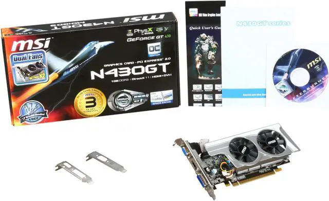 Alt view image 5 of 5 - MSI GeForce GT 430 (Fermi) 1GB DDR3 PCI Express 2.0 x16 Low Profile Ready Graphics Card N430GT-MD1GD3 OC/TF