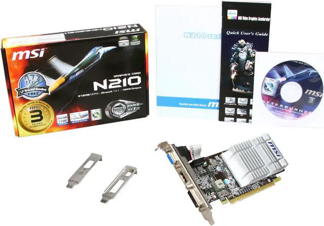 Alt view image 5 of 5 - MSI GeForce 210 512MB DDR3 PCI Express 2.0 x16 Low Profile Graphics Card N210-MD512D3H/LP
