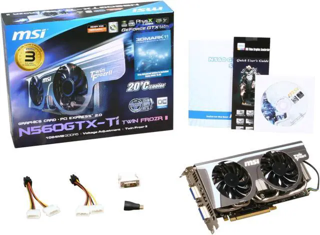 Alt view image 6 of 6 - MSI GeForce GTX 560 Ti (Fermi) 1GB GDDR5 PCI Express 2.0 x16 SLI Support Graphics Card N560GTX-TI Twin Frozr II/OC