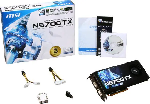 Alt view image 6 of 6 - MSI GeForce GTX 570 (Fermi) 1280MB GDDR5 PCI Express 2.0 x16 SLI Support Graphics Card N570GTX-M2D12D5/OC