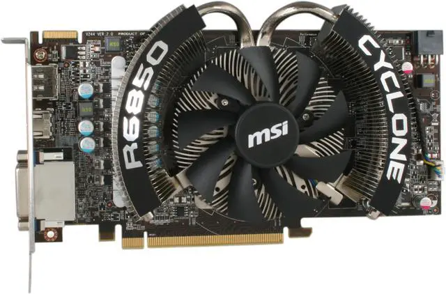 Alt view image 3 of 6 - MSI Radeon HD 6850 1GB GDDR5 PCI Express 2.1 x16 CrossFireX Support Graphics Card R6850 Cyclone PE