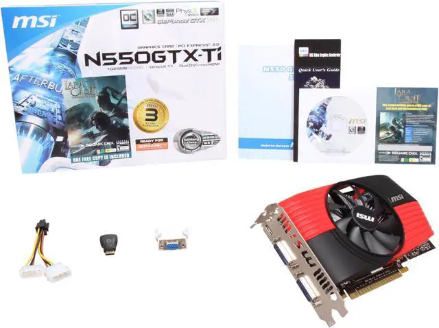 Alt view image 6 of 6 - MSI GeForce GTX 550 Ti (Fermi) 1GB GDDR5 PCI Express 2.0 x16 SLI Support Graphics Card N550GTX-Ti-M2D1GD5/OC