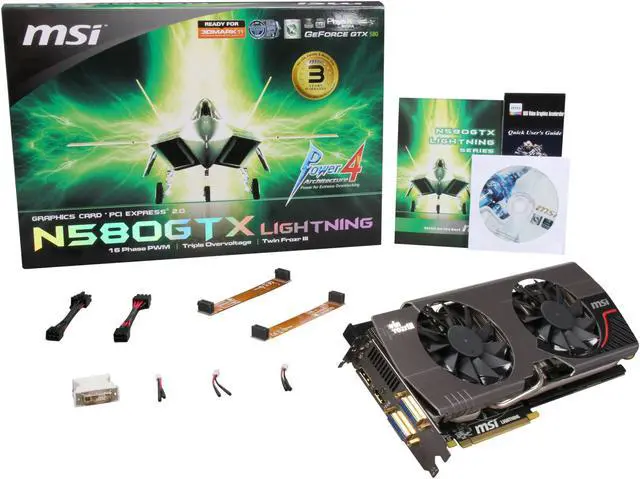Alt view image 6 of 6 - MSI GeForce GTX 580 (Fermi) 1536MB GDDR5 PCI Express 2.0 x16 SLI Support Graphics Card N580GTX Lightning