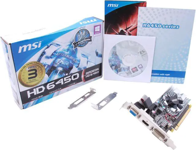 Alt view image 5 of 5 - MSI Radeon HD 6450 1GB DDR3 PCI Express 2.1 x16 Low Profile Ready Graphics Card R6450-MD1GD3/LP