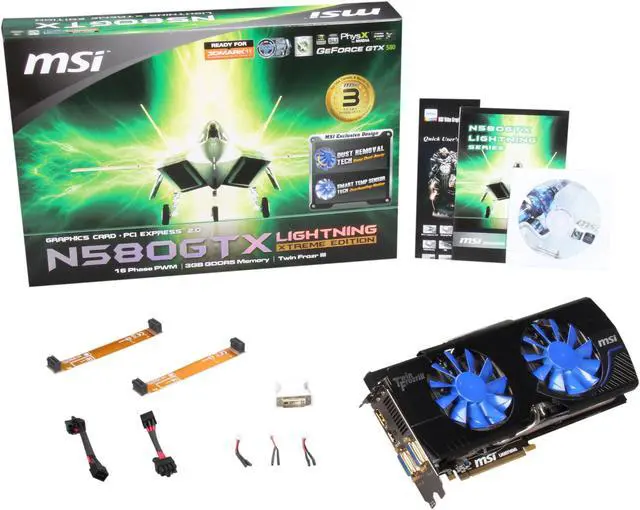 Alt view image 6 of 6 - MSI GeForce GTX 580 (Fermi) 3GB GDDR5 PCI Express 2.0 x16 SLI Support Graphics Card N580GTX Lightning Xtreme Edition