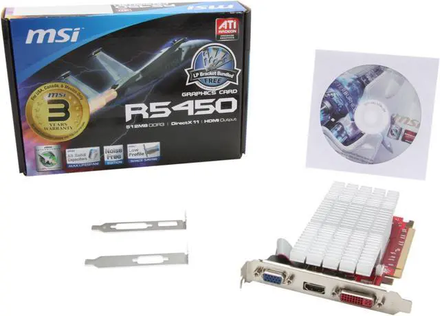 Alt view image 6 of 6 - MSI Radeon HD 5450 512MB DDR3 PCI Express 2.1 x16 Low Profile Ready Graphics Card R5450-MD512D3H/LP