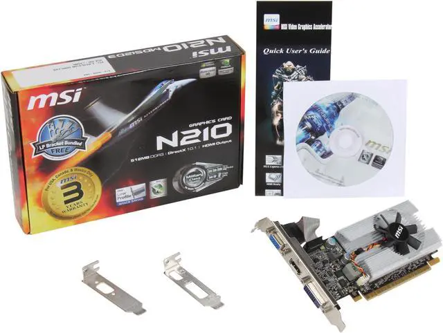 Alt view image 5 of 5 - MSI GeForce 210 512MB DDR3 PCI Express 2.0 x16 Graphics Card N210-MD512D3/LP