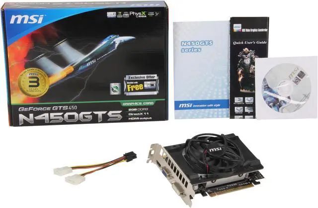 Alt view image 6 of 6 - MSI GeForce GTS 450 (Fermi) 2GB DDR3 PCI Express 2.0 x16 SLI Support Graphics Card N450GTS-MD2GD3