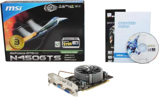 Alt view image 6 of 6 - MSI GeForce GTS 450 (Fermi) 1GB DDR3 PCI Express 2.0 x16 Graphics Card N450GTS-MD1GD3