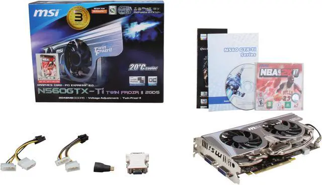 Alt view image 6 of 6 - MSI GeForce GTX 560 Ti (Fermi) 2GB GDDR5 PCI Express 2.0 x16 SLI Support Graphics Card N560GTX-Ti Twin Frozr II 2GD5/OC