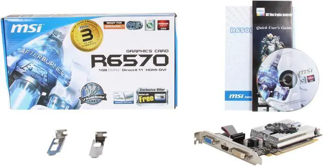 Alt view image 6 of 6 - MSI Radeon HD 6570 1GB DDR3 PCI Express 2.1 x16 Low Profile Ready Graphics Card R6570-MD1G/LP