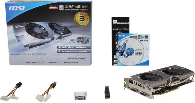 Alt view image 6 of 6 - MSI GeForce GTX 560 Ti - 448 Cores (Fermi) 1280MB GDDR5 PCI Express 2.0 x16 SLI Support Graphics Card N560GTX-Ti 448 Twin Frozr III PE/OC