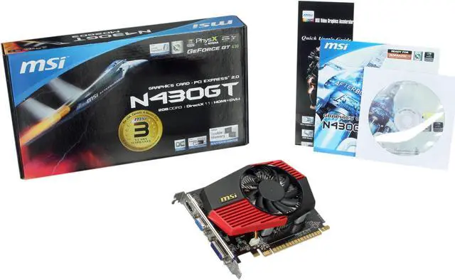 Alt view image 5 of 5 - MSI GeForce GT 430 (Fermi) 2GB DDR3 PCI Express 2.0 x16 Graphics Card N430GT-MD2GD3/OC