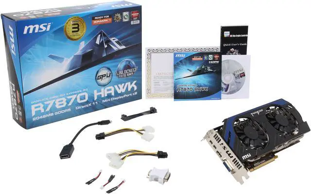 Alt view image 6 of 6 - MSI Radeon HD 7870 GHz Edition 2GB GDDR5 PCI Express 3.0 x16 CrossFireX Support Graphics Card R7870 HAWK
