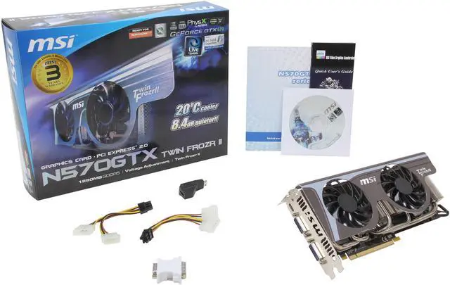 Alt view image 6 of 6 - MSI GeForce GTX 570 (Fermi) 1280MB GDDR5 PCI Express 2.0 x16 SLI Support Graphics Card N570GTX Twin Frozr II