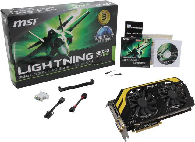 Alt view image 6 of 6 - MSI GeForce GTX 680 2GB GDDR5 PCI Express 3.0 x16 SLI Support Graphics Card N680GTX Lightning