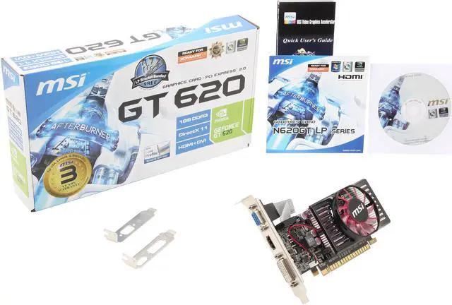 Alt view image 5 of 5 - MSI GeForce GT 620 1GB DDR3 PCI Express 2.0 x16 Graphics Card N620GT-MD1GD3/LP