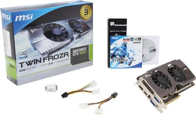 Alt view image 6 of 6 - MSI GeForce GTX 660 Ti 3GB GDDR5 PCI Express 3.0 x16 SLI Support Graphics Card N660TI TF 3GD5/OC