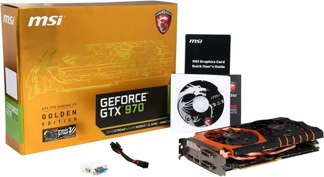 Alt view image 6 of 6 - MSI GM204-200 (Maxwell) 4GB GDDR5 PCI Express 3.0 x16 SLI Support ATX Graphics Card GTX 970 GAMING 4G Golden Edition