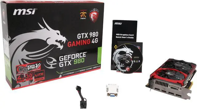 Alt view image 7 of 6 - MSI GeForce GTX 980 4GB GDDR5 SLI Support ATX Graphics Card GTX 980 GAMING 4G LE