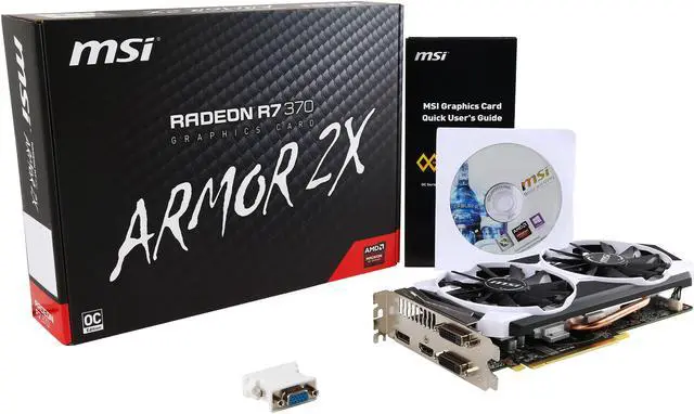 Alt view image 7 of 6 - MSI Radeon R7 370 2GB GDDR5 PCI Express 3.0 x16 CrossFireX Support ATX Graphics Card R7 370 2GD5T OC