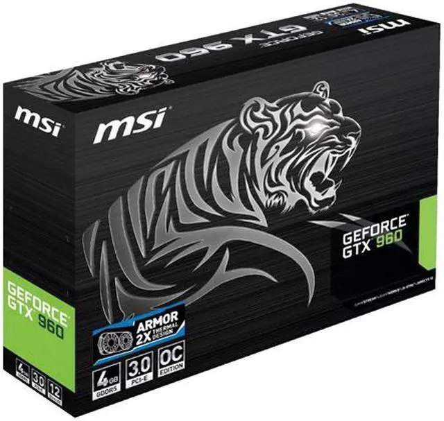 Alt view image 9 of 9 - MSI GeForce GTX 960 4GB GDDR5 PCI Express 3.0 SLI Support ATX Video Card GTX 960 4GD5T OC